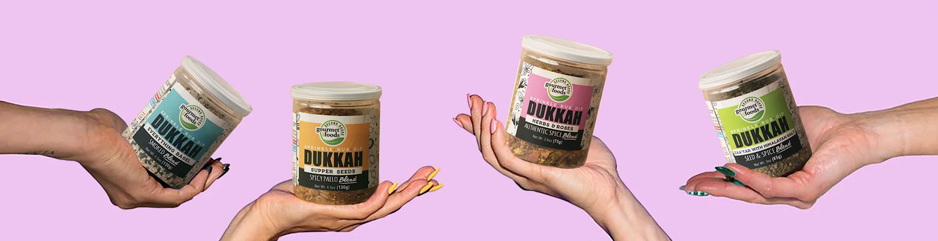 footer-Enjoy your Dukkahs! An incredible fusion of toasted spices, seeds, nuts and herbs. 
